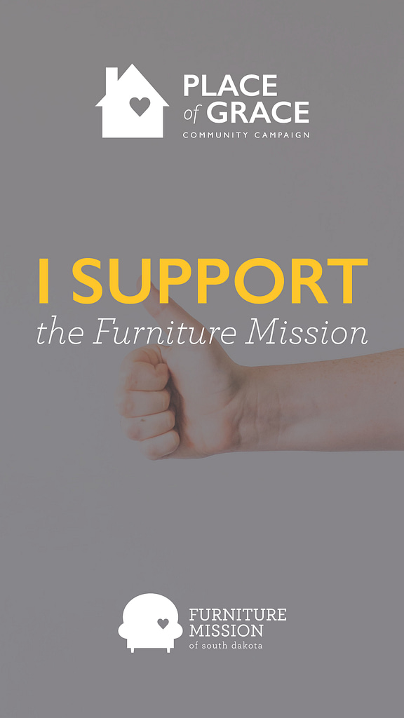 Social media image: I support the Furniture Mission - for Place of Grace Campaign.